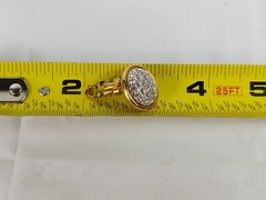 Vtg Yellow Gold Plated Swarovski Crystal Round Clip On Earrings Women’s Jewelry