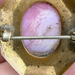 Vintage Gold Filled Pink Cameo Unique Color