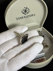 Vintage Yumi Katsura Black Onyx Cufflinks & Tie Clip Set w/ Original Case Japan