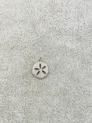 925 Sterling Silver Pave Rhinestone Sand Dollar Charm Pendant