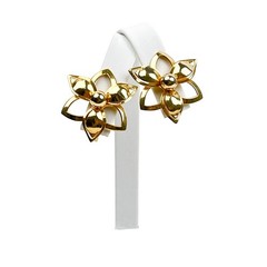Sarah Coventry Vintage Earrings Demure Clip On Shiny Gold Tone Petals Openwork