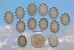 #1156 ANTIQUED .925 STERLING SILVER PLATED LACE BORDER 14x10mm BEZEL – 12 pcs