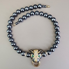 Vintage Kenneth J Lane For Avon Panther Set Gray Necklace Bracelet Earrings KJL