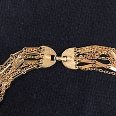 Vintage Gold Tone Mixed Chain Multi-Strand Layered Statement Choker Retro