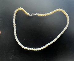 Australian Opal Bead Necklace SS Silver Clasp Round Beads Good Color 18” #1