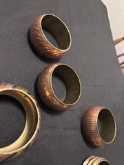 Vintage Metal Bangles And Cuff Brackets Layered Style Silver Copper And Bronze