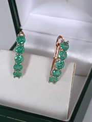 Vintage 1990-s 14 Ct Rolled Gold Emerald Earrings-Hallmarked 585 RG