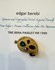 BerebiI Paisleyl Pin SOLD BY EDGAR BEREBI NEW OLD STOCK signed Certificate .