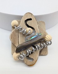 Jeff Lieb Pin Brooch Metal Wood Resin Rare Boho Retro Vintage Signed