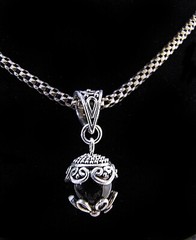 Black Onyx Pendant Necklace 925 Sterling Silver Sliding Ball 21″ Long Rope Chain