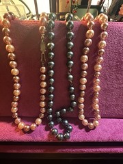 Women’s Mixed Lot 3pc Necklace Set Pink & Gray Simulated Imitation Pearl