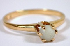 Antique Victorian 1.1g SOLID 10k Yellow Gold Prong Set White Stone Ring Sz 5.5