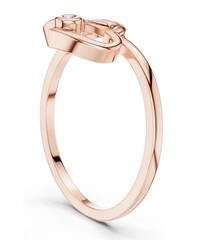 Round Cut 0.03CT White Moissanite Double Heart Shaped Ring Pure 10K Rose Gold FN