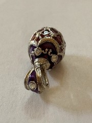 Edgar Berebi St Petersburg Egg Pendant Necklace Limited Edition Enameled Pur/Brn