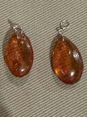 Pair of Vintage Amber Tear Drop 1.25” Pendants – Earrings?