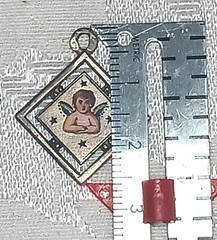 Antique Art Nouveau German Silver Enamel Angel Lucky Charm