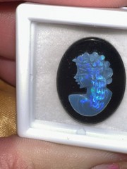 Vintage/Antique 20×15 Natural Solid Hand carved Australian Opal Cameo on Onyx