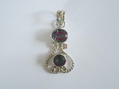 925 Sterling Silver Pendant With Mysterious Gemstones 7.2 G / 5.3 X 2.3 Cm