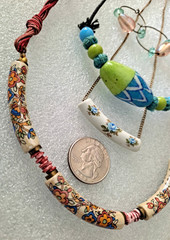 Vintage Art Glass Necklaces Pendant & Earrings Lot Various Materials Art Glass