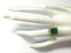 4.50Ct Art Deco Style Lab Created Green Emerald Anniversary 14K Gold FN Ring