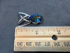 3.57g Vintage Sterling Silver 925 Teardrop Blue Green Iridescent Pendant M