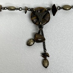 Signed N A Necklace, Single Rhinestone Flower Centerpiece