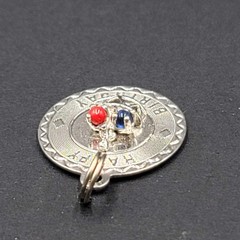 Vintage 3D Happy Birthday Cake Enamel CREA Sterling Silver Charm Pendant 7/8″