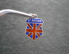 Great Britain Flag Vtg AS Sterling Silver Enamel Travel Bracelet Charm Pendant