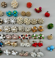 Vintage Cluster Clip On Earrings Lot Germany Hong Kong Japan 28 Pairs 14 Singles