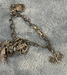 Vintage US Military Sweetheart Charm Bracelet Marked Sterling, 5 Charms 8.79gram
