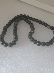 Vintage Jade Round Bead Choker Necklace Green Slip On No Clasp