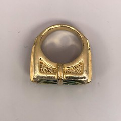 POLCINI Ring Vintage Enamel Heart Cocktail Costume Brushed Metal Gold Tone