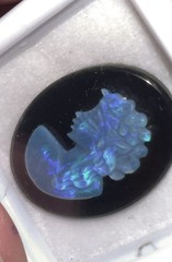 Vintage/Antique 20×15 Natural Solid Hand carved Australian Opal Cameo on Onyx