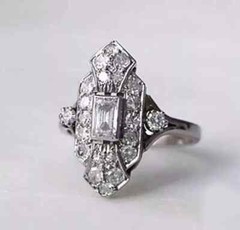 Art Deco Vintage Style 2.95Ct Lab Created Diamond Wedding 14k White Gold FN Ring