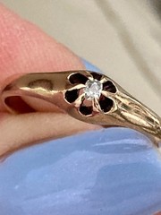 Antique Belcher 10K Rose Gold Old Mine Cut Diamond RING, Size 6.5, 1.6 Grams