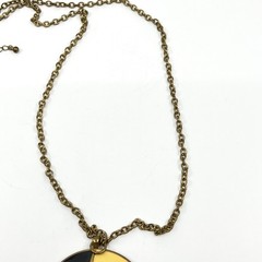 Vintage Retro Modernist Enamel Pendant Necklace, Gold Tone Abstract Geo, Style
