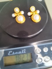 Kovonchy Faux Pearl Mogul Drop Earrings S925 Posts Gold Tone Statement