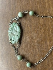 Antique Chinese Old Mine Art Deco Edwardian Jade Carved bracelet