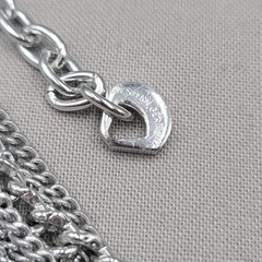 Vintage West Germany Necklace Bright Silver tone Multiple Chains 18″ adj