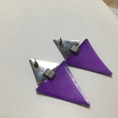 #2 Vintage Retro Drop Dangle Purple Silver Toned Earrings from USA seller