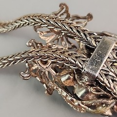 Vintage Rhinestone Necklace Purple Tassel Gold Tone Foxtail 15″