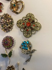 Vintage 16 Piece Brooch/Pin Lot Avon/ Winard/SCoventry/Anselle/Rhinestone Other