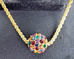 Vintage Joan Rivers Mulicolor Crystal Rhinestone Sliding Disco Ball 24″