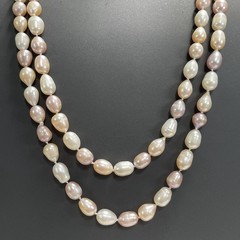 Vintage Baroque 8mm Multigradient Pink & Shape French Fresh Water Pearl Necklace