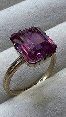 Vintage USSR Soviet 875 Sterling Silver Ring with Sapphire for Women 5.5