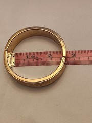 VINTAGE Yellow Gold Tone Floral Engraved Bangle BRACELET (Gold Plated?)