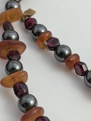 Vtg Handmade Necklace Lot Hematite Pearl Carnelian Garnet Beads Gold Filled