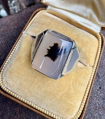 Vintage 40’s Sterling Silver Mens Picture Agate Ring sz 11