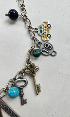Vintage Good Luck Charm Necklace Skeleton Key Love Money Automobile