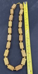 beautiful vintage antique afghani handmade brass gold plated beads necklace